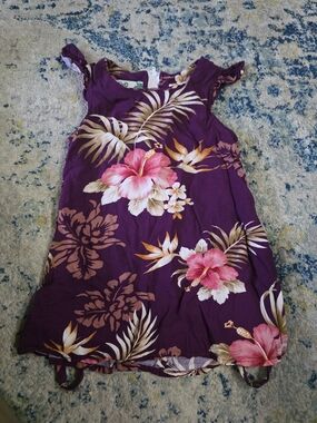 Girls Purple Floral Tropical Sundress